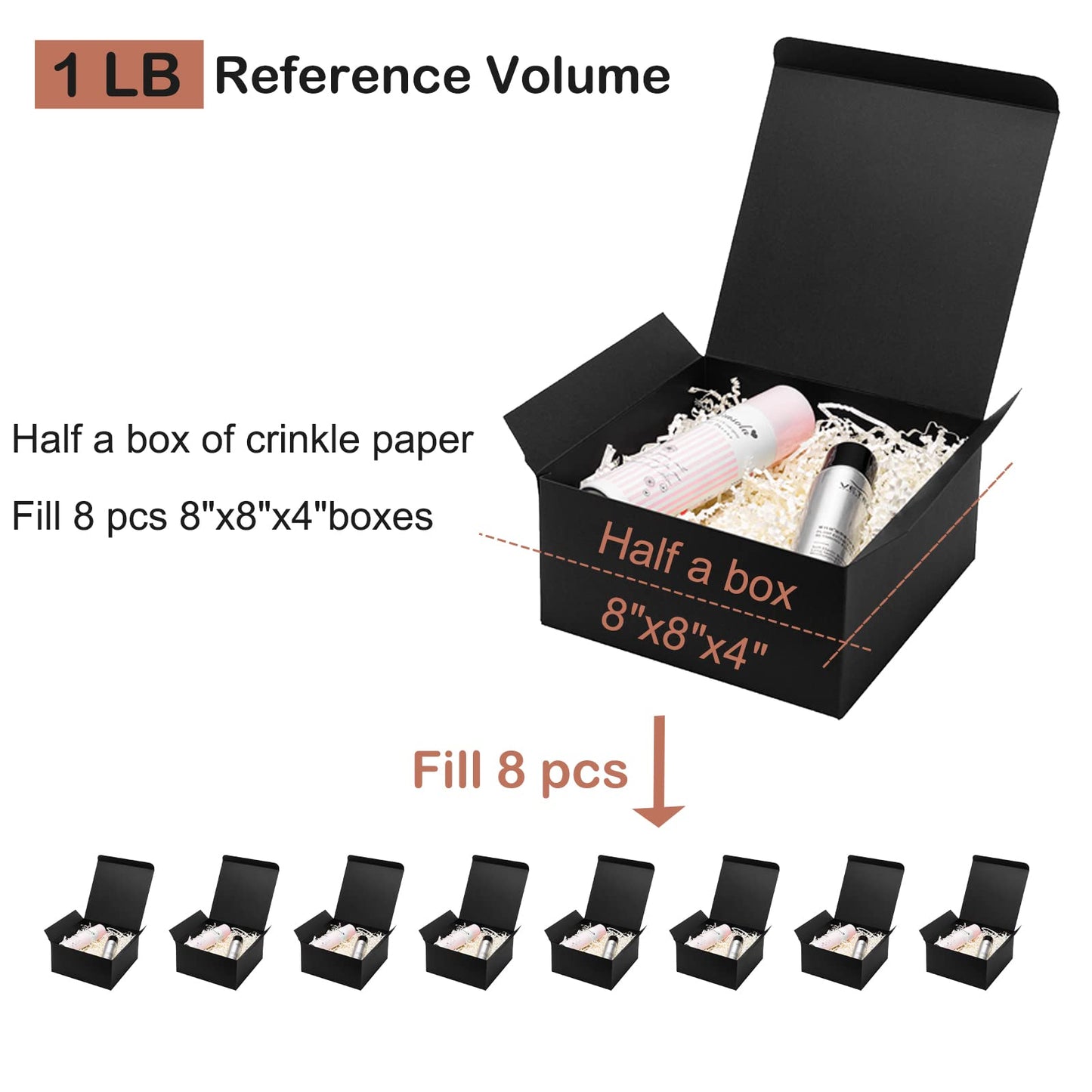 Mefleet 1 LB Crinkle Cut Paper Shred Filler Black Crinkle Shredded Paper for Gift Box - Gift Basket Bag Filler - Grass Cushion Stuffing for Valentine's Day Halloween Holiday Packaging Wrapping