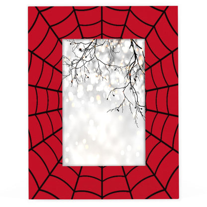 POFATO Cool Spider Web 5x7 Picture Frame Wooden Picture Frames for Wall Hanging & Tabletop Decor Display 5x7 or 5x5 Picture Collage Family Weddings Christmas Photo Frame for Gift