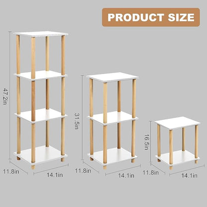 4-Tier White Bookshelf, Wooden Bookcase with Open Shelves, for Small Spaces,Living Room Bedroom Office,No-Tool Assembly,11.8" D x 14.1" W x 47.2" H inches.