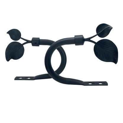 Black Leaf Curtain Holdbacks (2 Pack), Heavy Duty Metal Hooks for Curtains, Tie Backs for Drapes, Wall Mounted