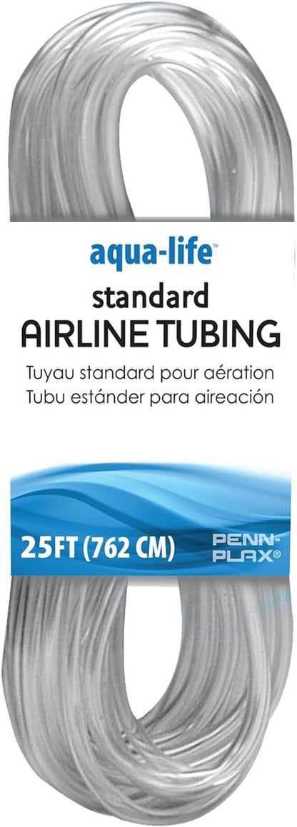 Penn-Plax Aqua-Life Standard Airline Tubing - 3/16 Inch Flexible Airline Hose for Aquarium Pumps, Fish Tank Line for Air Stones & Filters - Safe for Freshwater & Saltwater - 25 ft Long, Clear