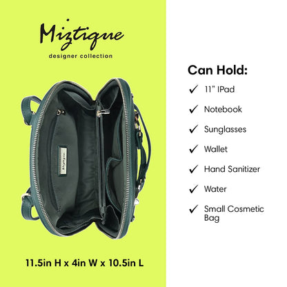 MMS Brands Miztique Daisy Convertible Backpack Purse for Women | Vegan Leather Shoulder Strap Bag or Convertible Backpack | (Emerald)