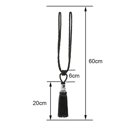 Fenghuangwu Tassel Curtain Tiebacks Handmade Curtain Tie Backs, Elegant Crystal Curtain Holdbacks for Home Office Decor (Charcoal, 2P)