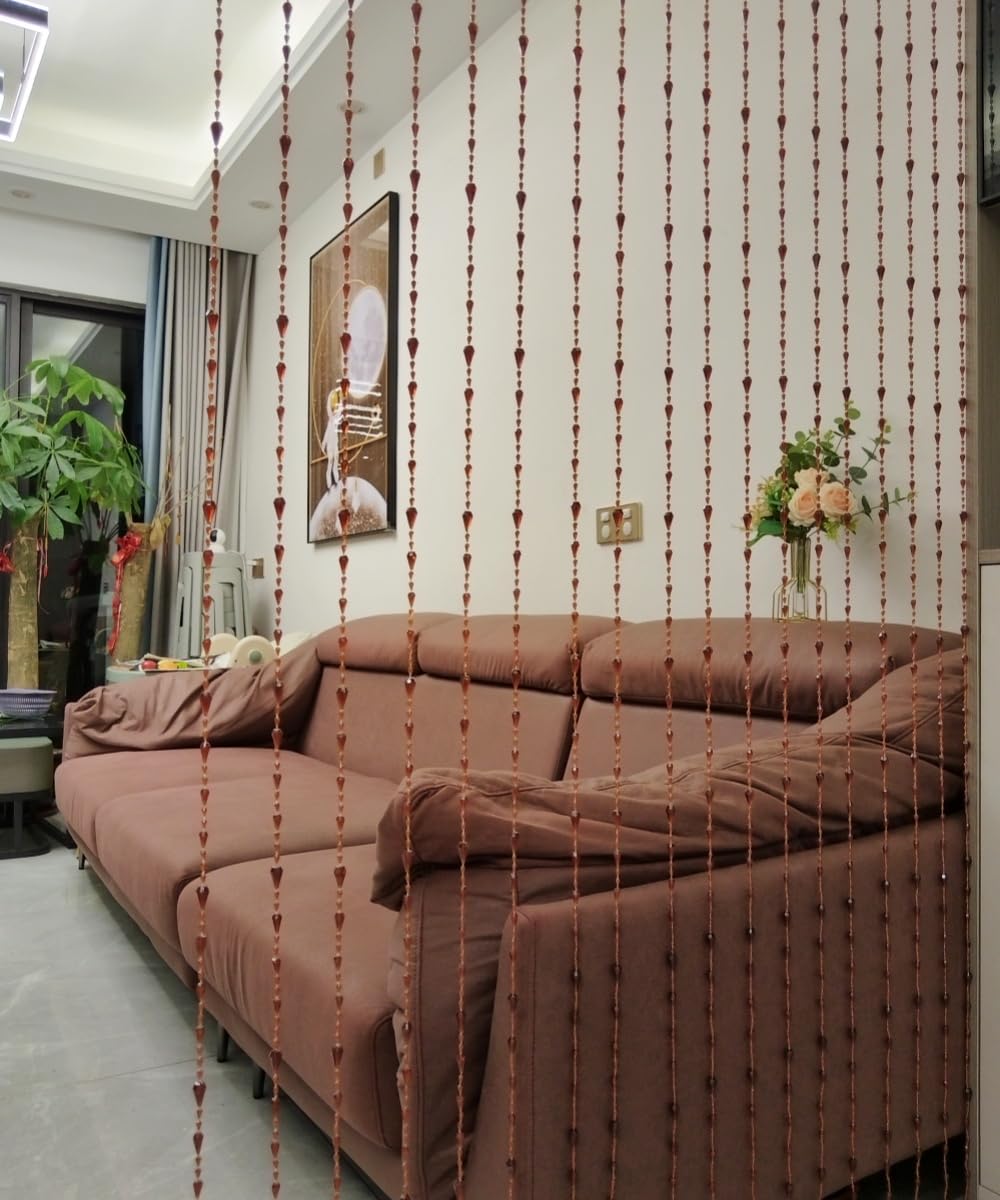 ave split Beaded Curtain Doorways Acrylic Hanging Door Beads String Curtains Tassel Room Divider Screen Decor for Doorway Window Living Room Wedding (042coffee, 39 inch x 78.7 inch), ES042