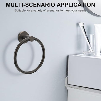 SetSail Towel Holder for Bathroom Wall 2 Packs Towel Ring Screw-in Stainless Steel Hand Towel Hanger for Bathrooms Oil Rubbed Bronze