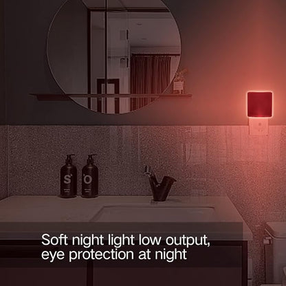 KINUR Red Night Light,2 Pack LED Night Lights Plug into Wall with Dusk to Dawn sensors, Plug in Night Lights for Kids Room, Bedroom, Bathroom, Baby Nursery,Stair Lights, Hallway Light, Daylight