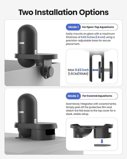 WiFi Automatic Fish Feeder for with 2.5K Camera, 2.4/5G Programmable Visual Aquarium Feeder, Smart App Control & Monitor, 230ML Fish Food Dispenser for Vacation, Saltwater, Freshwater Tanks