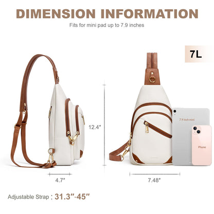 SYTRAH Anti Theft Sling Bag for Women, RFID Crossbody Purses Convertible Sling Backpack, Cross Body Purse Chest Bag for Travel Daily Use Beige Brwon