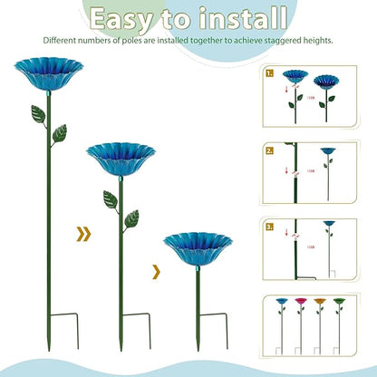 Large Bee Watering Station, 4 Pack Small Bird Bath for Outside, Metal Butterfly Feeders Bowl with 5.32'' Flower Design Bee Bath for Garden Decor (Classic-Flower 4-Pack)