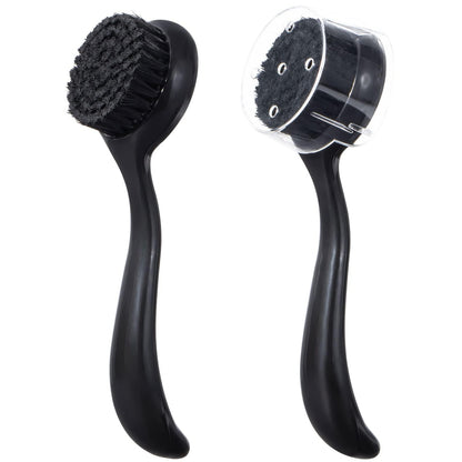 2 Pcs Large Facial Cleansing Brush, Face Brush Cleanser, Upgraded Soft Exfoliating Face Wash Brush Face Scrubber for Skincare, Black Charcoal Bristles Glitter Handle