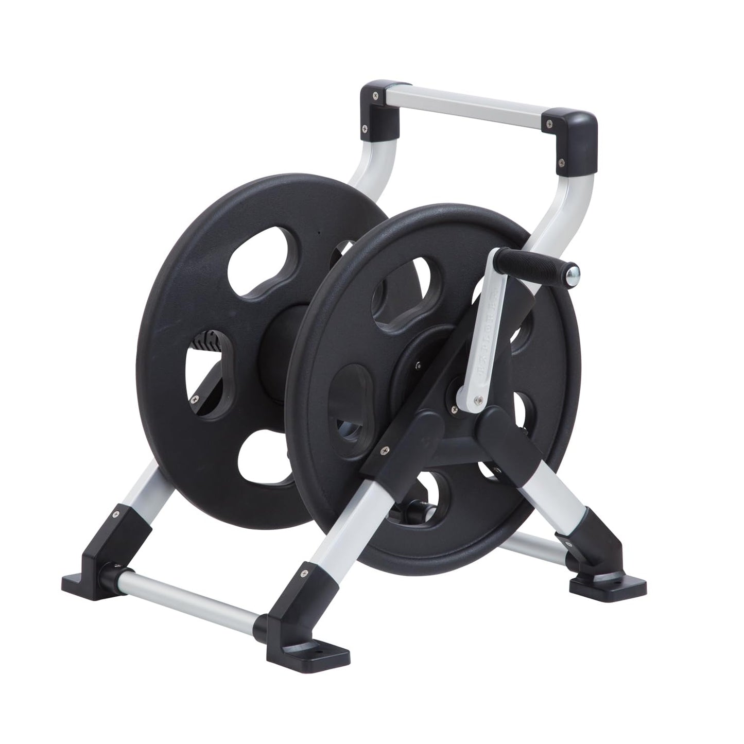 Liberty Garden 306 Explorer Floor or Wall Mount Hose Reel, Aluminum, Holds 150-feet of 5/8-Inch hose, Silver/Black