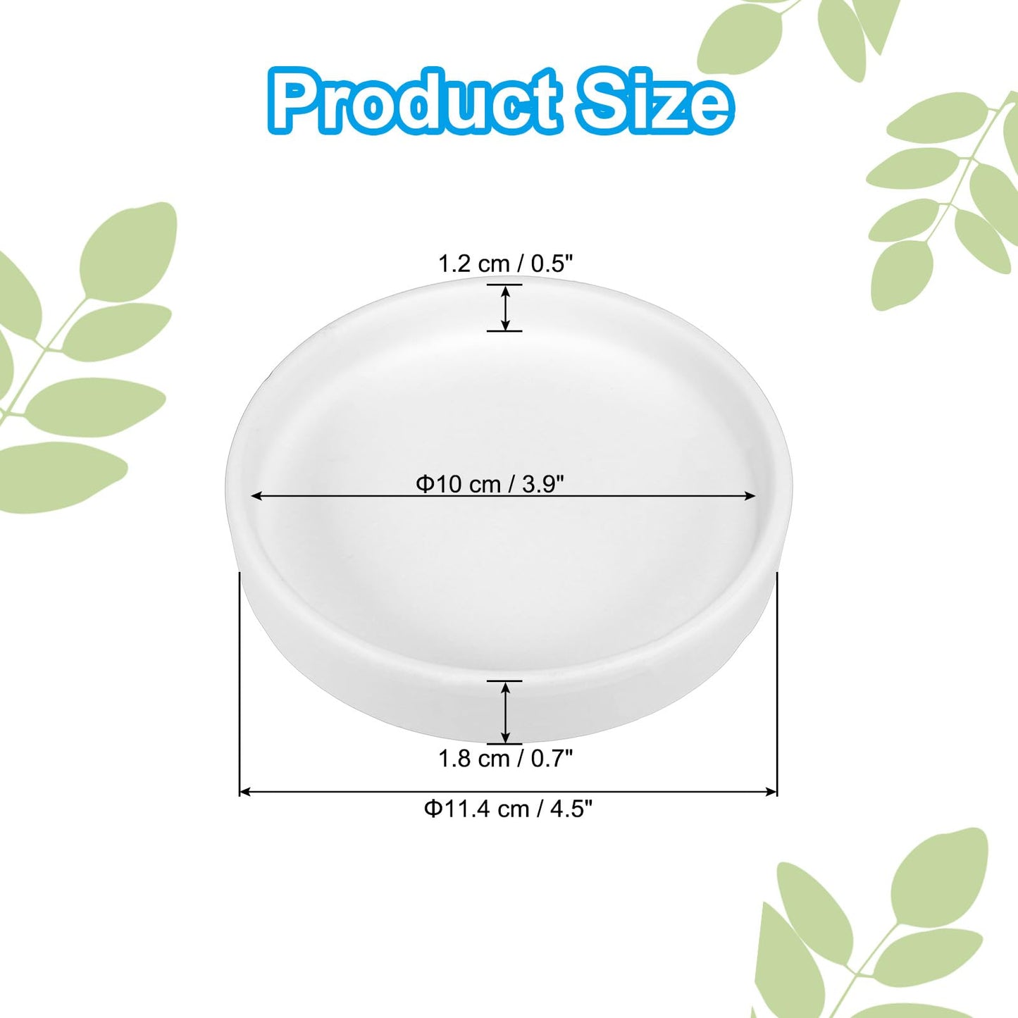 PATIKIL 4.5 Inch Round Ceramic Plant Saucer, Plant Saucer Tray Flower Planter Drip Tray for Indoors Outdoors Patio Balcony, White