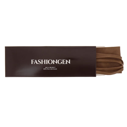 FASHIONGEN Obi Belt for Women – Wide Waist Belt in Faux Leather, MICA - Light Brown, Large/X-large