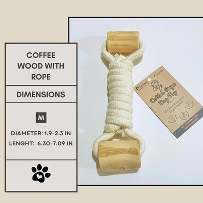 Cotton Rope Dog Toy with Coffee Wood Handles – Natural Chew & Tug Toy for Dogs – Durable, Eco-Friendly & Safe for All Breeds