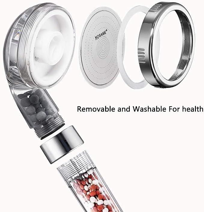 Nosame® Shower Head with Hose, Filter Filtration High Pressure Water Saving 3 Mode Function Spray Handheld Showerheads for Dry Skin & Hair
