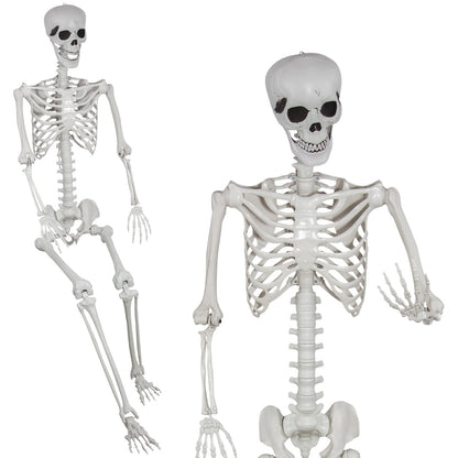 SUNREEK 5.9ft Halloween Full Size Skeleton, Large Human Skeleton Bones with Full Body Posable Joints for Halloween Graveyard Haunted House Spooky Scene Décor (5.9ft)
