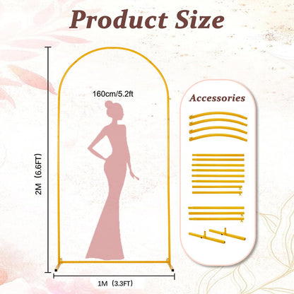 Vincidern 6.6 FT Wedding Arch Backdrop Stand for Party, Balloon Arch Stand, Wedding Arches for Ceremony, Metal Arch Backdrop Stand for Baby Showers, Birthday Party, Events Decoration Door Frame Gold