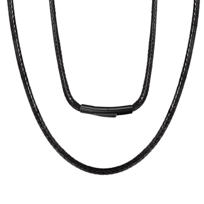 ChainsPro Leather Necklace Cord Waterproof Mens Black Necklace 28 inch
