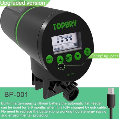 Automatic Fish Feeders - Digital Auto Aquarium Feeder with USB Rechargeable Timer and Fish Food Dispenser