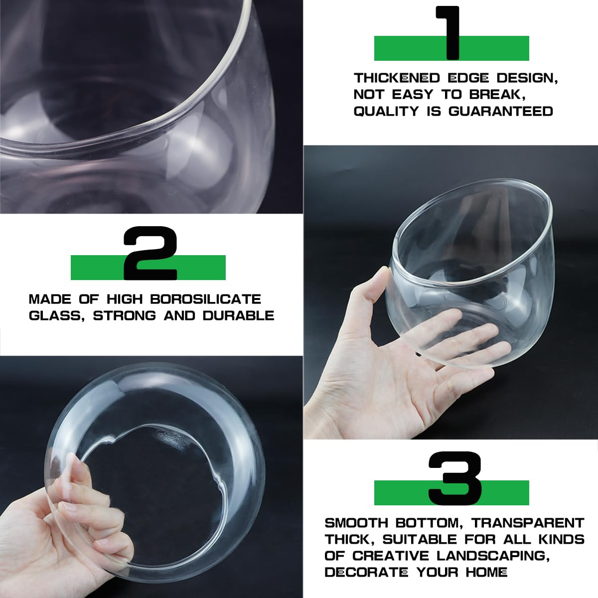 LNQ LUNIQI Glass Slant Cut Bowl Vase Clear Slanted Globe Terrarium Flower Vase Planter Table Centerpiece for Succulents, Cacti, Moss