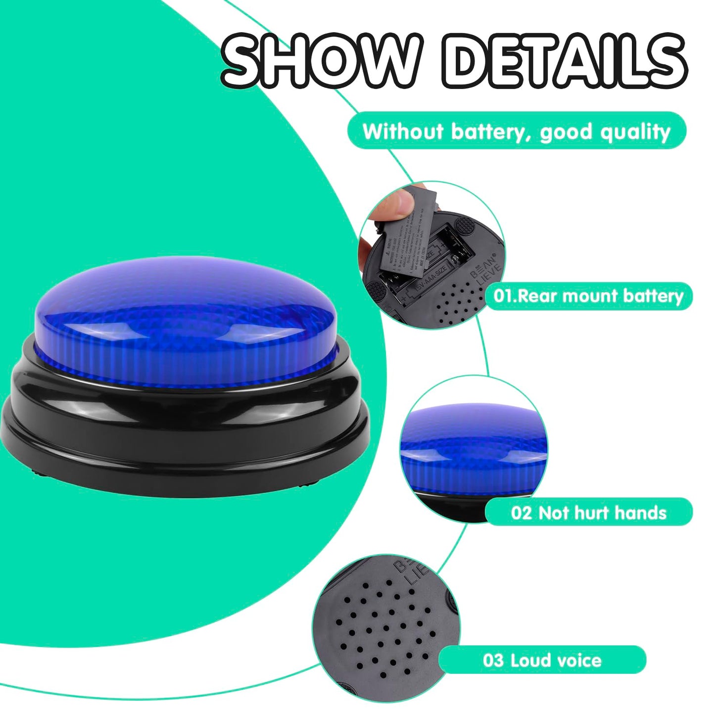 BEAN LIEVE 6-Pack Game Buzzers - Team Answer Buzzers with Lights and Sound Classroom Buzzers Buzzer Buttons for Game Show Develops Social Skills
