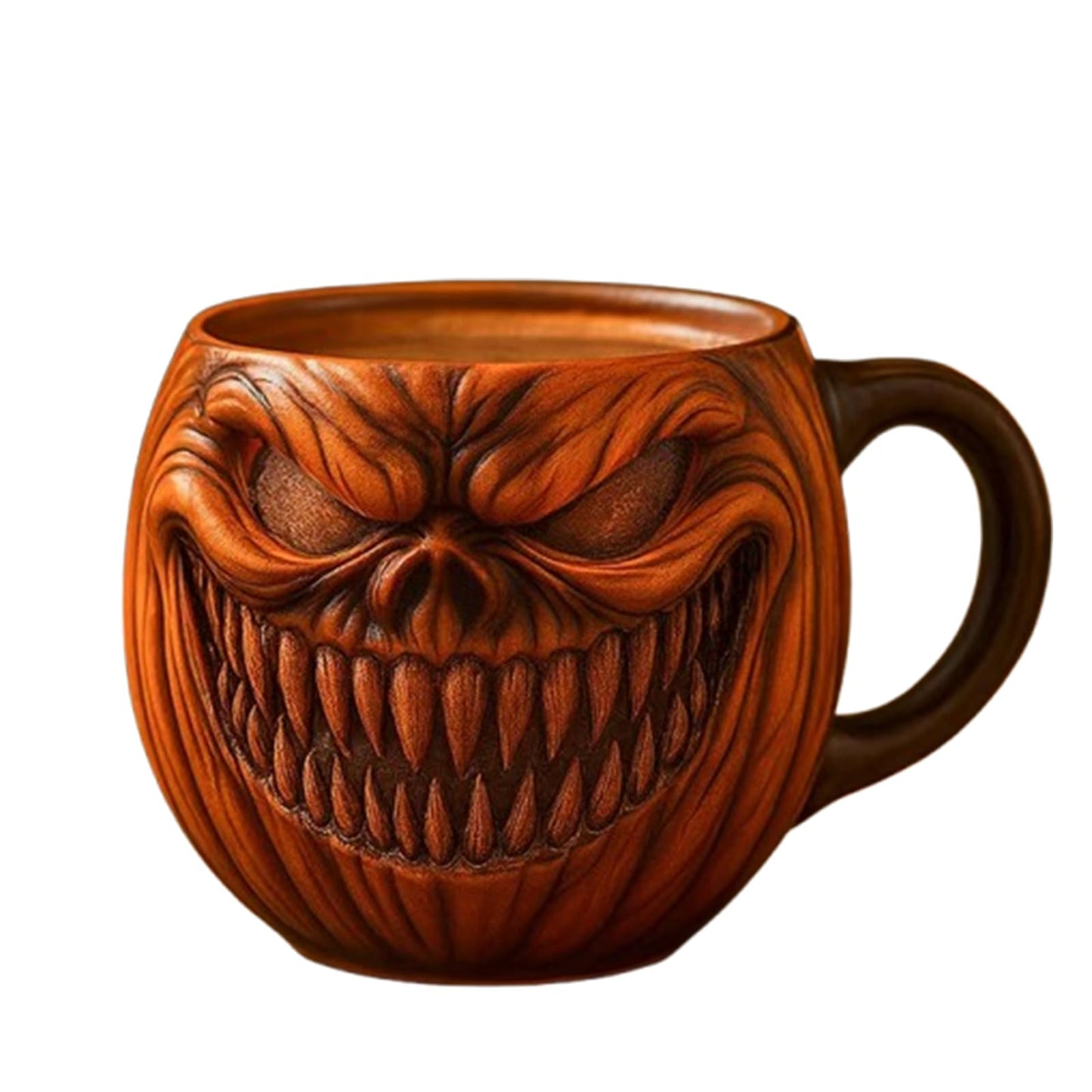 KBBYT 15 oz Halloween Pumpkin Mugs,Halloween Horror Pumpkin Cup Decorations Resin Cute Pumpkin Coffee Mug for Fall Adults Birthday Tabletop Gifts