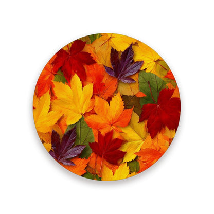 Autumn Maple Drink Coaster, Fall Yellow Leaves Round Drinks Coaster Set, Great Gifts Warming Presents Decor for Halloween Christimas Thanksgiving