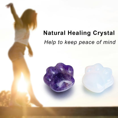 Cat Crystals and Healing Stones, Natural Stone for Anxiety Relief, Pocket-Sized Worry Stones for Stress Relief, Unique Gift for Crystal Cat Lovers Women Men Mother's Day Gifts (White)