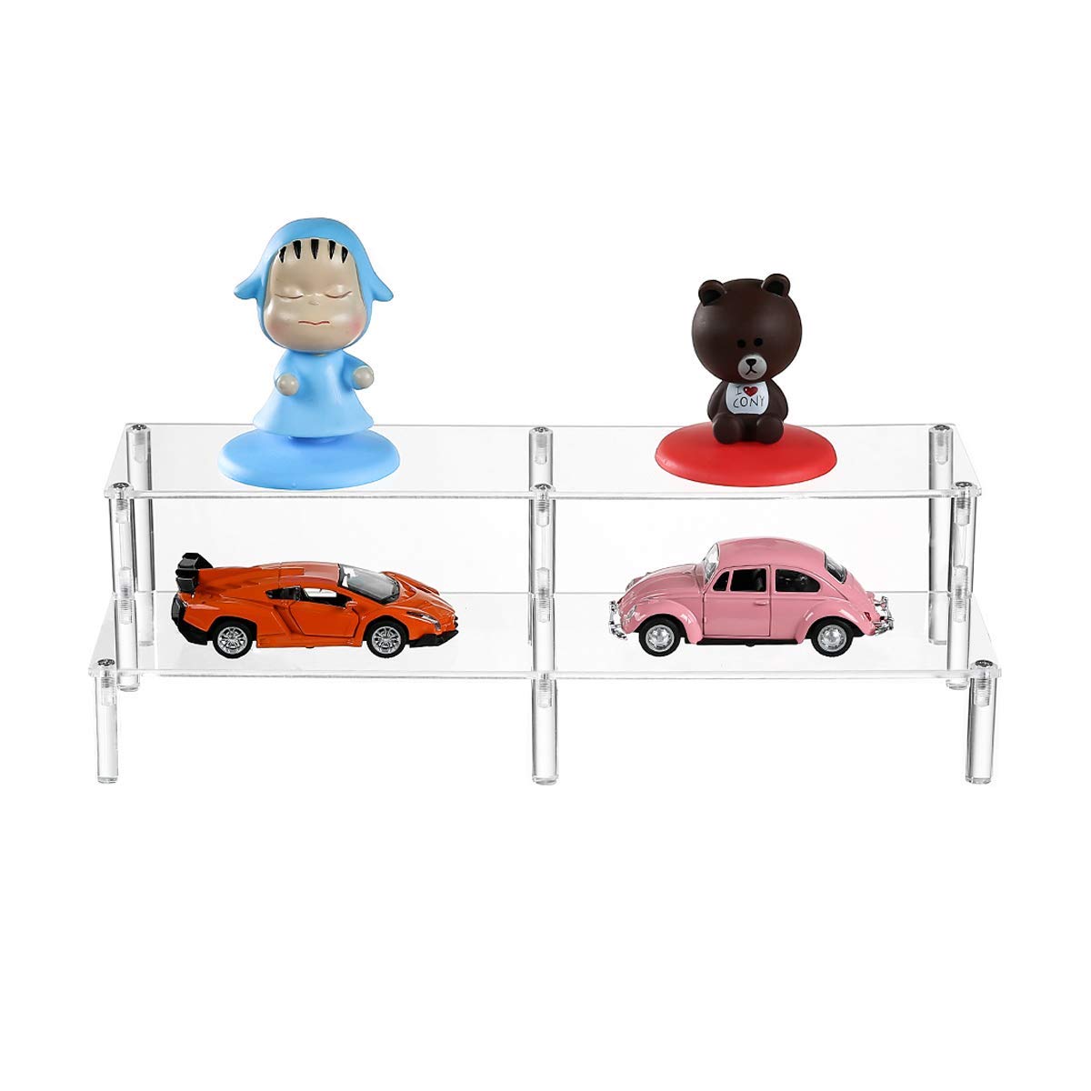 BYCY 2 Tier Clear Acrylic Display Stand Cupcakes Holder, Dessert Display Riser for Great Event, Birthday Party, Wedding Party ( 1 Pack - 16" X 6.9" X 4.25" )