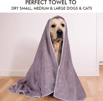 KinHwa Dog Towel Super Absorbent Pet Bath Towel Microfiber Dog Drying Towel for Small, Medium, Large Dogs and Cats 30inch x 50inch Purple