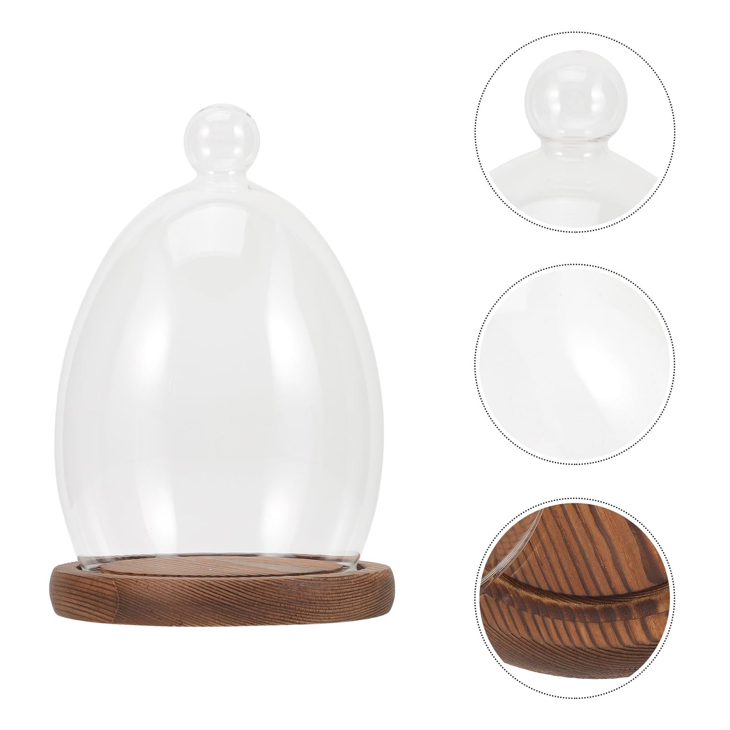 Abaodam Glass Display Dome Cloche with Wooden Base Glass Cloche Dome Display Showcase for Plants Dessert Cake Collectibles Figurine Flower Storage Christmas Party Favor Decoration
