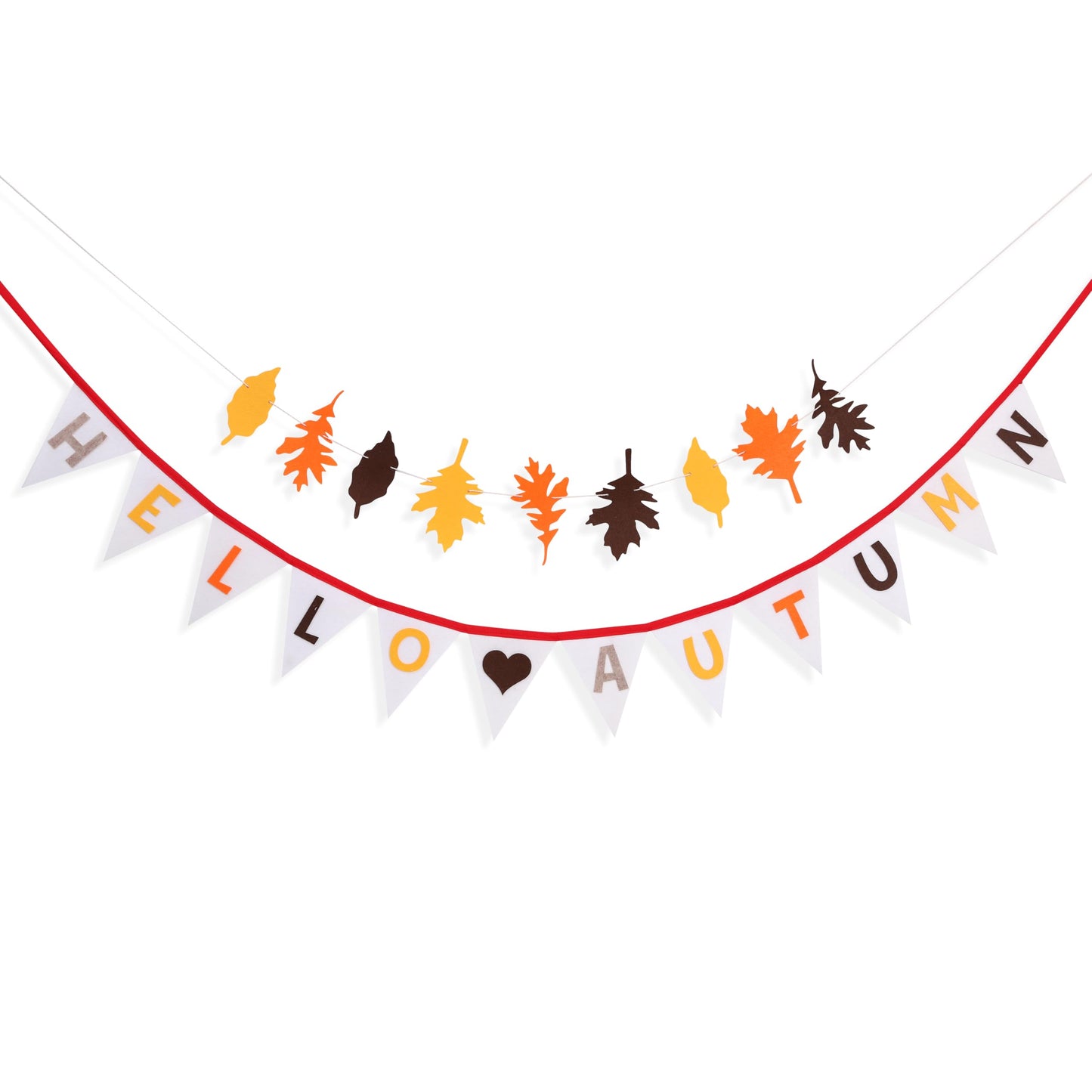 Hello Autumn Felt Bunting - Harvest Festival Farm Theme Wall Hanging Garland, Thanksgiving Autumn Leaves Garland, Halloween Pumpkin Spice Banner, Halloween Nursery Room Fire Place Hanging Decors