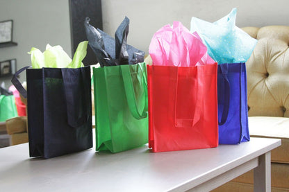 Simply Green Solutions - Plain Tote Bag, Thick Reusable Gift Bag with 16-Inch Handles, Use As Goodie Bags, Party Favor Bags, or Halloween Tote Bag, Fuchsia, Pack of 25