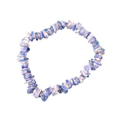 Down To Earth Blue Kyanite Natural Gemstone Bracelets, Chakra Crystal Healing Chip Stretch Bracelets, Stretch Bracelets for Women (Blue Kyanite)