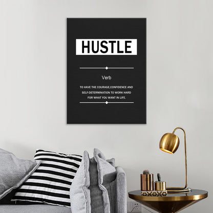 YSPCSUN Inspirational Posters for Office, Hustle Definition Canvas Poster Single Panel Wall Decor for Home Office Dorm Classroom, Framed Canvas Art, 24x18inch