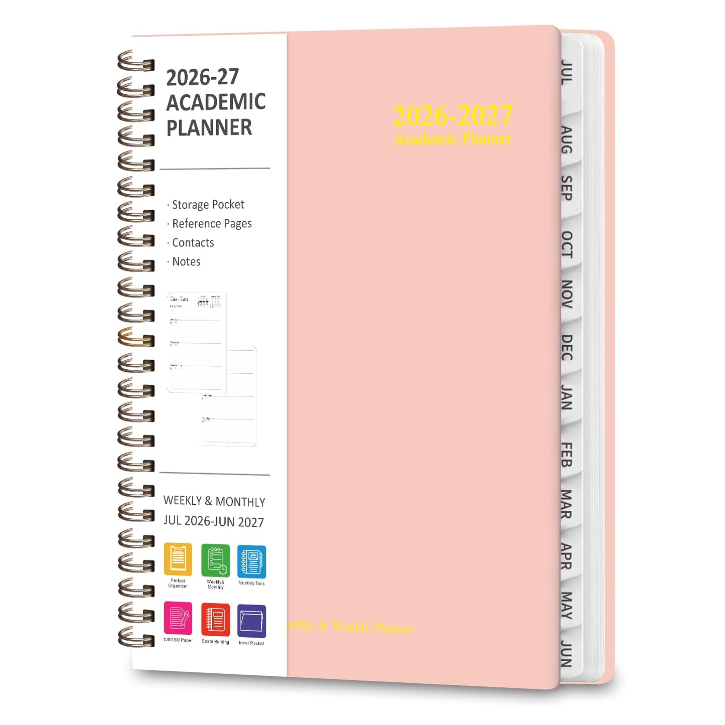 Planner 2026-2027, Weekly and Monthly Academic Planner, July 2026 - June 2027, Hardcover Calendar Agenda Book for School Year Planning, School Supplies for Teacher and Student, A5(6.3'' x 8.5'')