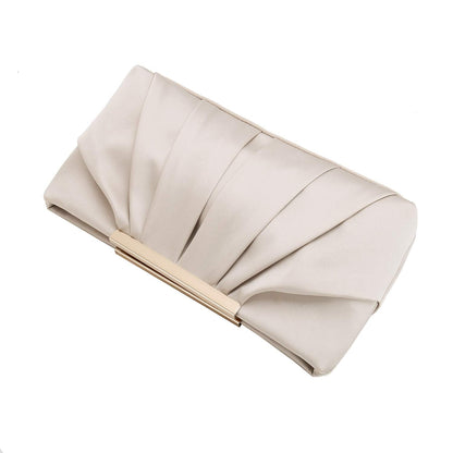 CHARMING TAILOR Clutch Evening Bag Elegant Pleated Satin Clutch Formal Party Handbag Classy Purse for Women (Champagne)