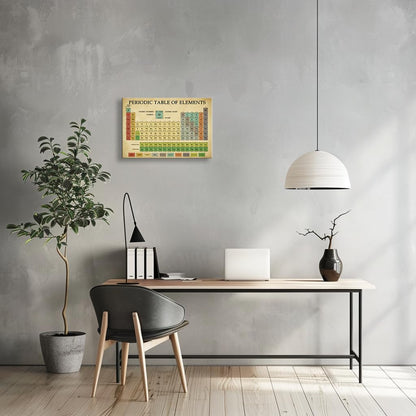 Matniger Periodic Table Poster Educational Wall Art Knowledge Poster Retro Canvas Framed Prints Periodic Table Of Elements Wall Decor Decorations for Classroom 12x18inches
