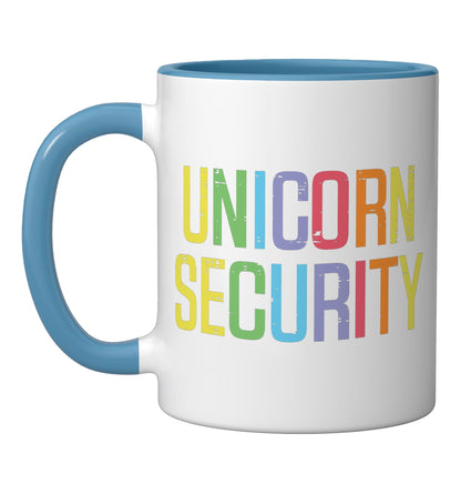 Halloween Unicorn Security Funny Costume Dad Men Boys Kids Ceramic Mug, Blue/White