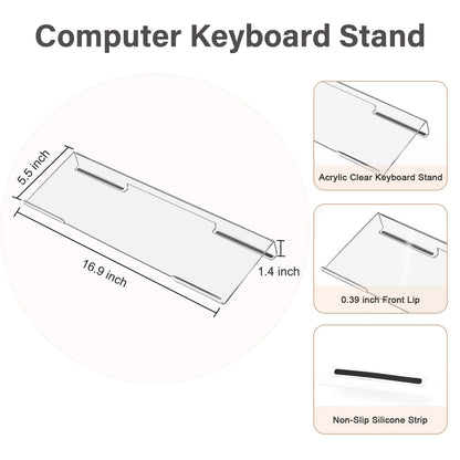 MOSISO Computer Keyboard Stand&Wrist Rest Support for Keyboard &Mouse Pad Set, Ergonomic Massage Wrist Rest Set, Easy Typing Working Acrylic Clear Stand for Office Home, Apricot