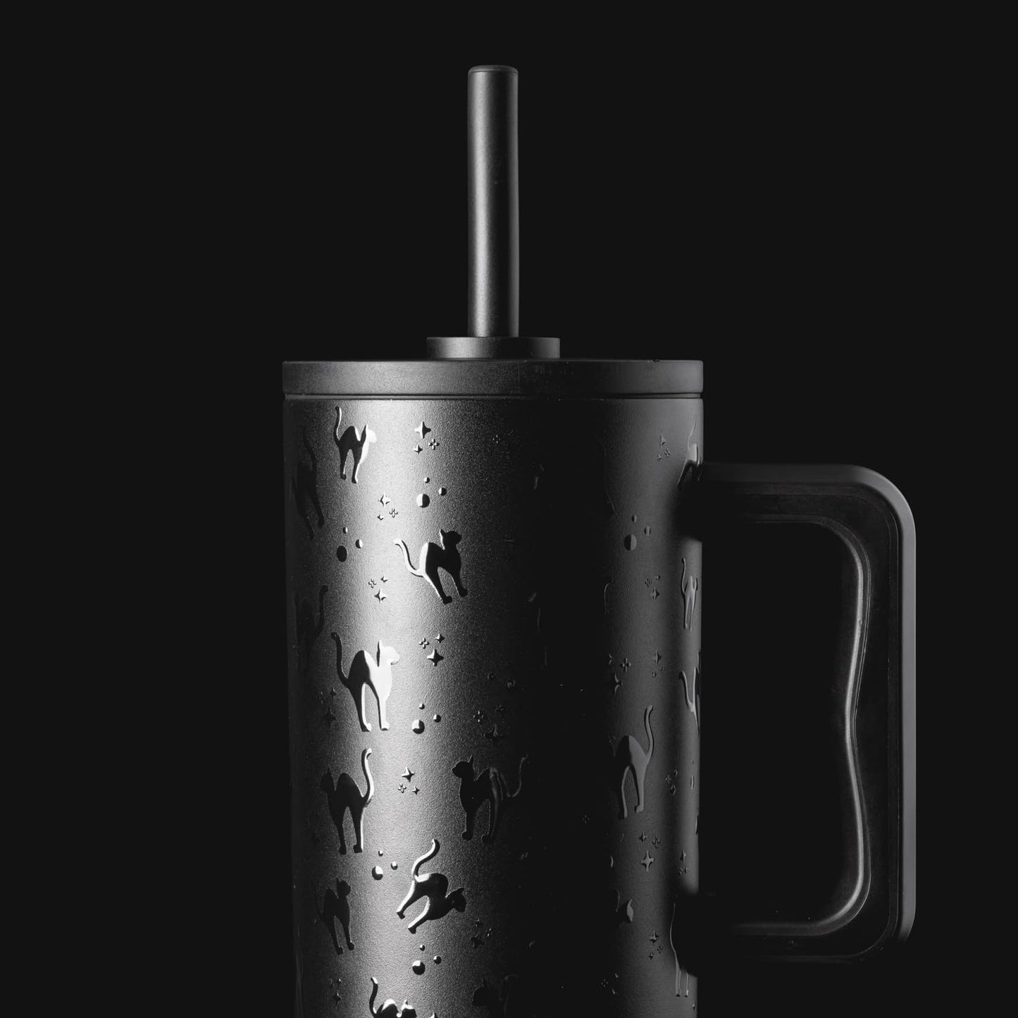 Simple Modern Halloween 40 oz Tumbler with Handle and Straw Lid | Leak-Proof Insulated Stainless Steel Water Bottle Travel Mug | Gifts for Women Men Him Her | Trek Signature | Black Cats