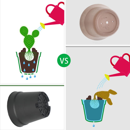 SwinDuck 4 inch Small Plant Pots, 28 Pack Plastic Planters with Drainage Holes and Saucers for Flowers Plants, Succulents, Seed Starting Pots, Black