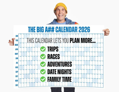 The Big A## Calendar Yearly Wall Planner – January to December Dry-Erase – Includes 1 Marker & 100 Labels – Lightweight, Easy to Hang Yearly Planner – Plan Goals & Adventures – Neutral, 4’x3’