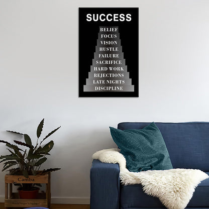 Inspirational Wall Art Home Decor Success Motivational Poster Quotes for Living Room Bedroom Office Bathroom Canvas Print Inspiring Sign Framed Wall Decoration Artwork Ready to Hang [12''Wx 18''H]