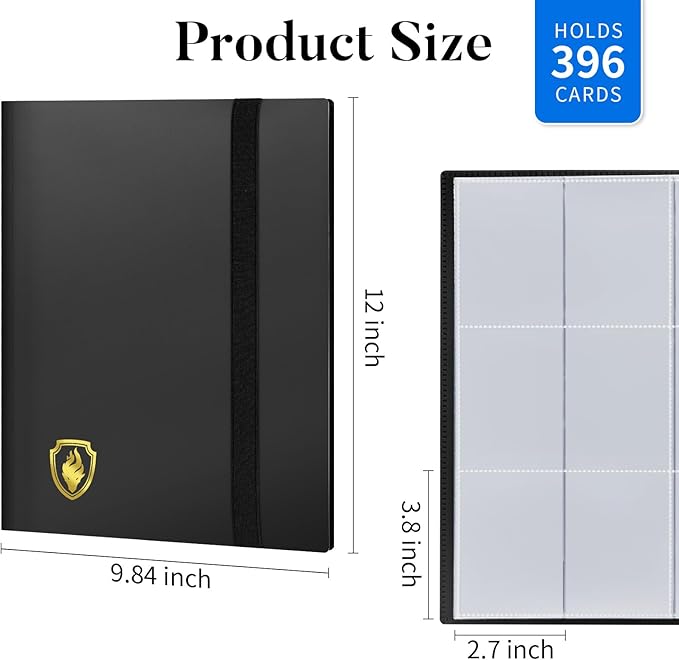 Card Binder 9 Pocket, Fabmaker 396 Pockets Trading Card Binder, Premium Collector Card Album for Standard Cards, Side Loading Card Collection Folder for Game Cards, Sport Cards, Black