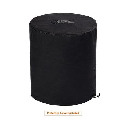 BAIDE HOME Outdoor Propane Fire Pit Table, Round Porcelain Tile Top 22" Fire Bowl Column W/ 40,000 BTU Firepit Table Auto-Ignition 400D Cover Glass Rocks for Outside Patio