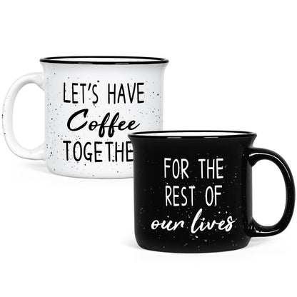 YHRJWN Couples Gifts, Let's Have Coffee Together For The Rest Of Our Lives Mug, Engagement Gifts for Couples, Anniversary Wedding Presents for Him Her, 15Oz