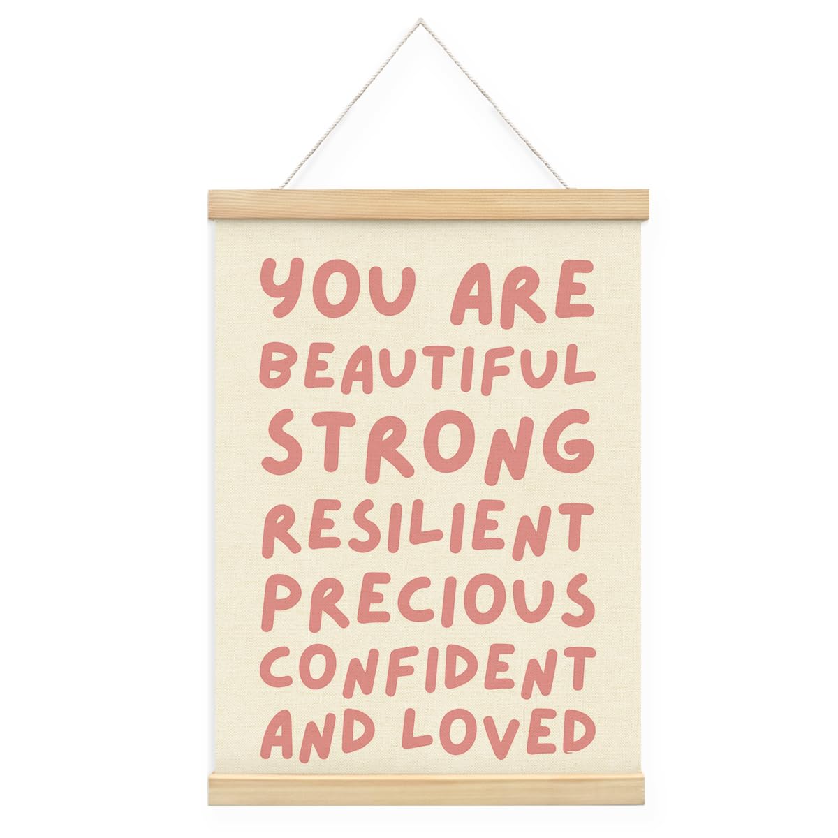 STHTTSW Positive Affirmations Baby Girl Nursery Decor,You Are Beautiful Banner Poster Hanger with Wooden Frames,Inspirational Wall Art for Toddler Girls Bedroom Kids Room Wall Decor 12x16 Inch