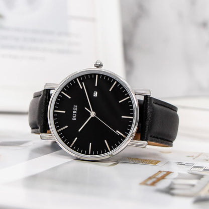BUREI Ultra Thin Minimalist Men Leather Watch, 3ATM Waterproof Business Casual Wrist Watch, Gift for Father