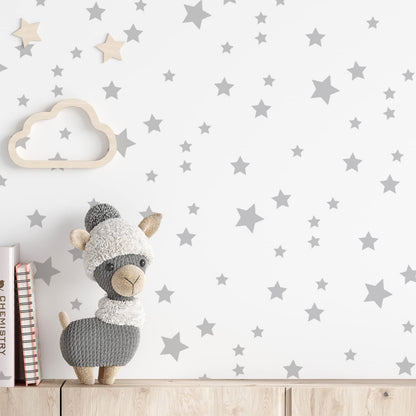 Sparkles & Stars Wall Decals - 500 Stars, Sparkle Decal, Kids Room & Nursery Wall Art, Grey Celestial Stickers